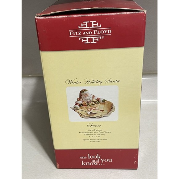 Fitz & Floyd Winter Holiday‎ Santa Server (2006) Gold Tones 12 1/2" EUC - Picture 14 of 16